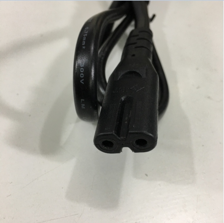 Dây Nguồn Số 8 HONGLIN HL-019S HL-026J 2-Prong AC Power Cord C7 7A 125V 2x0.75mm For Printer or Adapter Cable FLAT PVC Black Length 90Cm