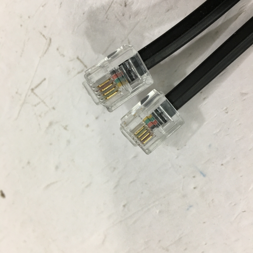 Dây Nhẩy Điện Thoại Bàn Ip Phone Cisco RJ11 6P4C to RJ11 6P4C 28 AWG 4 Wire Interconnect Telephone Crossover Cable Flat Black Length 3M
