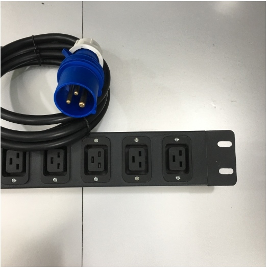 Thanh Nguồn PDU 1U Rack 19 6 Way Universal UK Outlet Có MCB BHW-T4 C32 MITSUBISHI Công Suất Max 16A 250V to IP44 IEC309-2 Plug Power Cord 3x2.5mm Length 3M