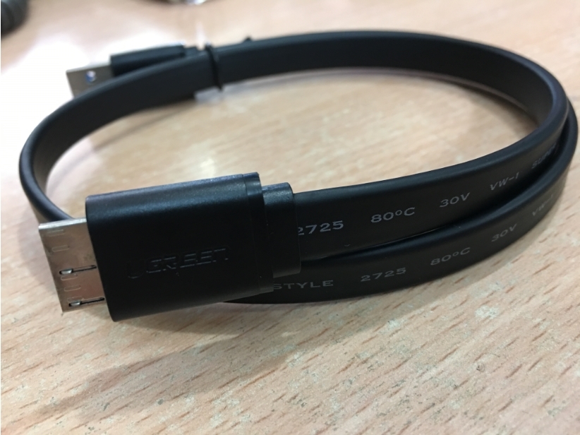 Cáp Kết Nối USB 3.0 Chính Hãng Ugreen 10853 USB 3.0 Type A to Type Micro B Flat Cable Connector Types Length 0.5M