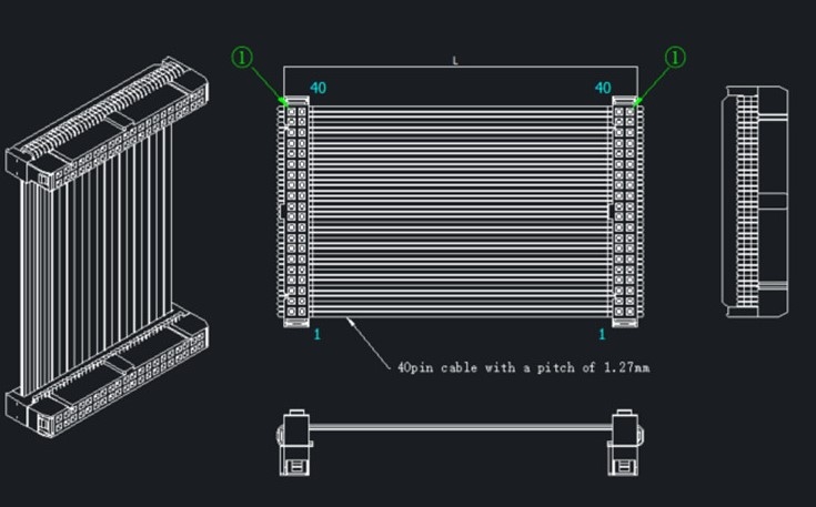 Cáp 40 Pin IDC Flat Ribbon Cable Dài 25Cm 2x20P 40 Wire With 2.54mm Pitch Female to Female For Máy Test Bản Mạch Điện Tử FCT/ICT