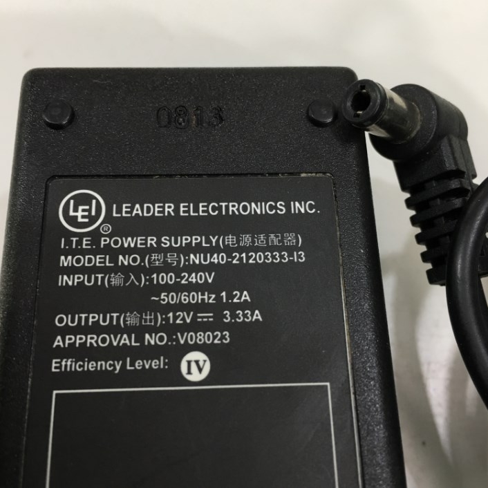 Bộ Chuyển Đổi Nguồn  Adapter 12V 3.33A 40W Original LEI Leader NU40-2120333-I3 Connect Size 5.5mm x 2.5mm 90 Degree