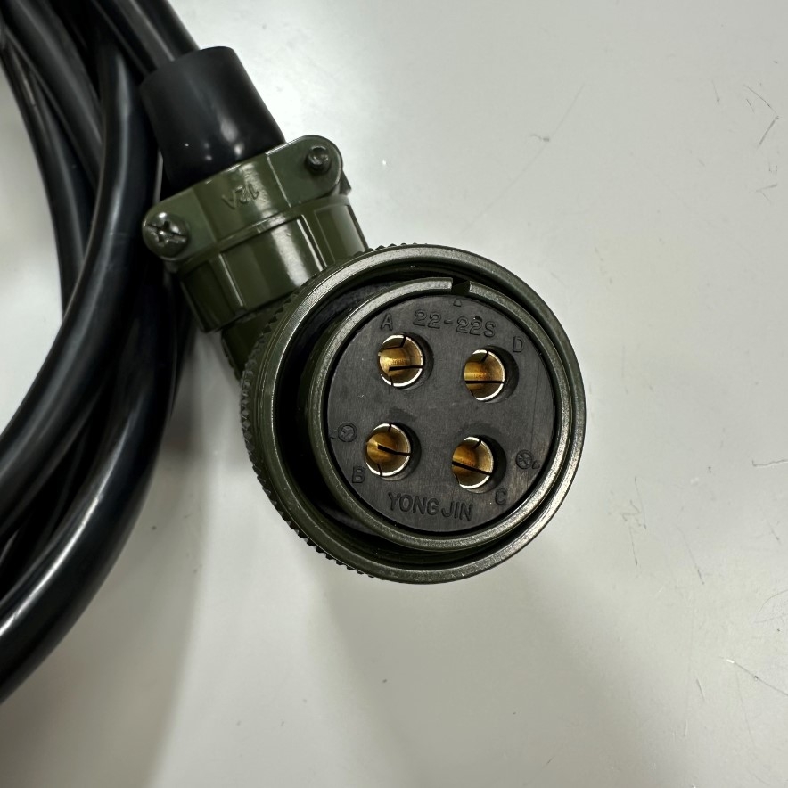 Cáp 3M 10ft Mitsubishi Yaskawa Servo Motor Power Supply Cable Connector YONGJIN 22-22S 4 Pin Female to 4 Core Open End