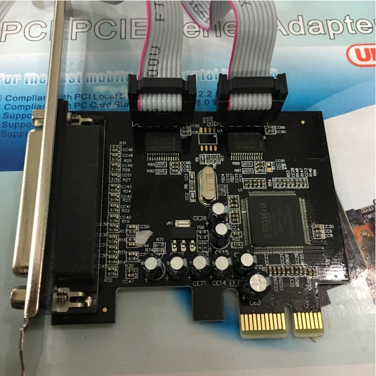 Card PCI Express Unitek Y-7508 2 Port RS232 Serial Com DB9 + 1 Port LPT Parallel 1284 Chính Hãng Chipset ID Moschip MCS9901CV-CC For Computer Desktop Thiết Bị Y Tế Cân Điện Tử Máy Công Nghiệp CNC PLC