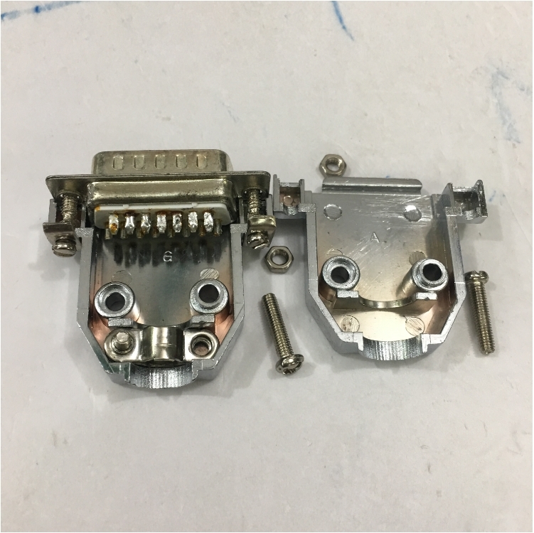 Đầu Jack Hàn D-Sub DB15 Male Metal Connector Gold Plated Shell Kit 2 Rows 15 Pin Serial Port For PLC/HMI/ Servo Driver Encoder Communication Cable