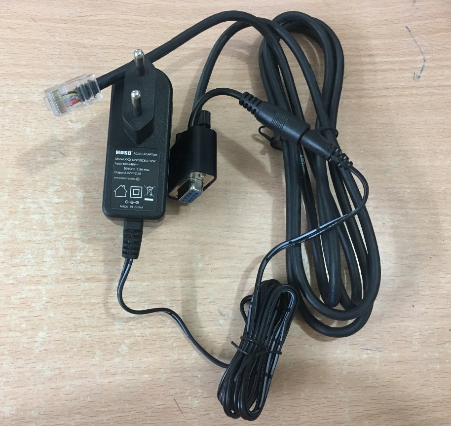 Bộ Cáp Cho Máy Quét Symbol Zebra Motorola RS232 Com To RJ50 10P10C 10Pin Và Adapter 5V 2.2A DC Power Supply For Barcode Scanner ZEBRA 2D LS2208