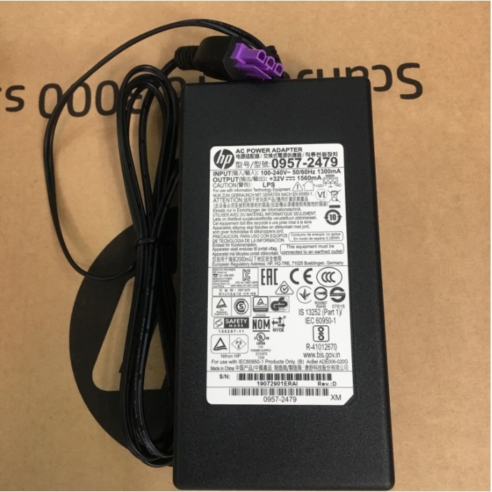 Adapter 32V 1560mA HP 0957-2479 For ScanJet Pro 3500 F1 4500 Fn1 Enterprise Flow 5000 S2 S3 7000 S2 Scanner L2738A L2715A ScanJet Pro 3000 S3 Connector Size 3PIN