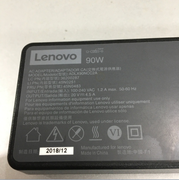 Adapter 20V 4.5A 90W LENOVO ADLX90NCC2A For Lenovo ThinkPad X1 Carbon Connector Size USB SQUARE TIP