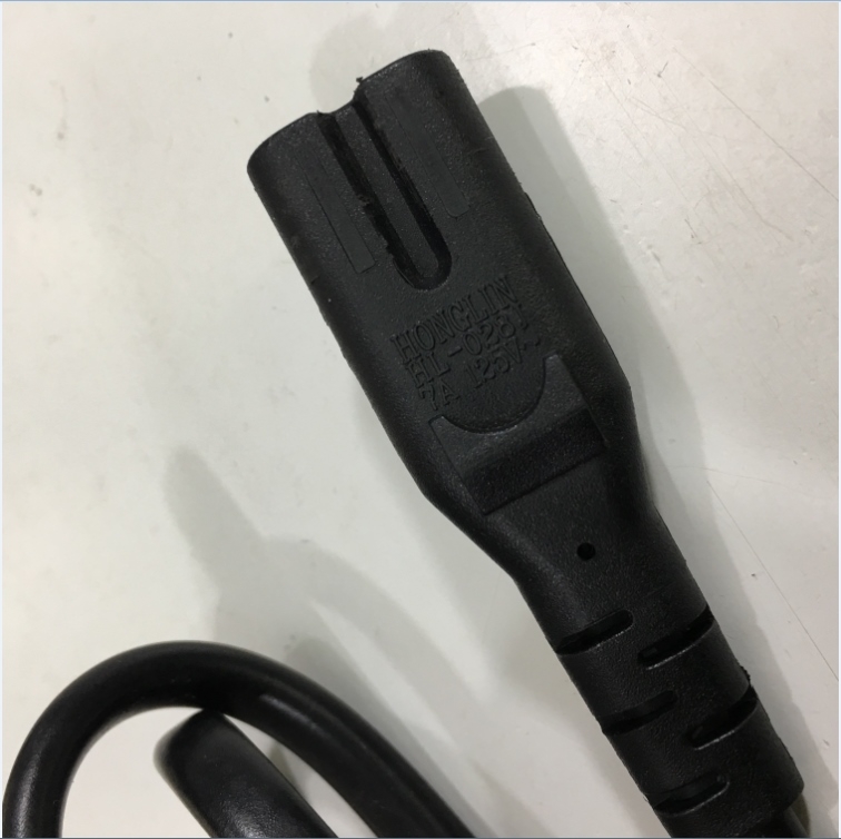 Dây Nguồn Số 8 HONGLIN HL-019S HL-026J 2-Prong AC Power Cord C7 7A 125V 2x0.75mm For Printer or Adapter Cable FLAT PVC Black Length 90Cm