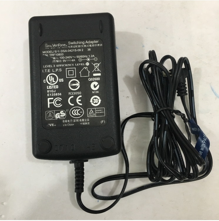 Bộ Chuyển Đổi Nguồn Adapter Original 9V 4A VeriFone DSA-0421S-09 3.5 x 1.35mm 90 Degree