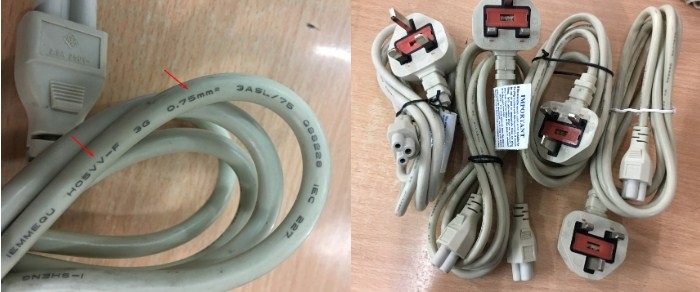 Dây Sạc Nguồn Máy Xách Tay Laptop Chuẩn Cắm Điện 3 Chấu Có Cầu hì I-SHENG SP-60 IS-034 UK Power Cord IEC 320 C5 5A 2.5A 250V 3x0.75mm Grey Length 1.8M