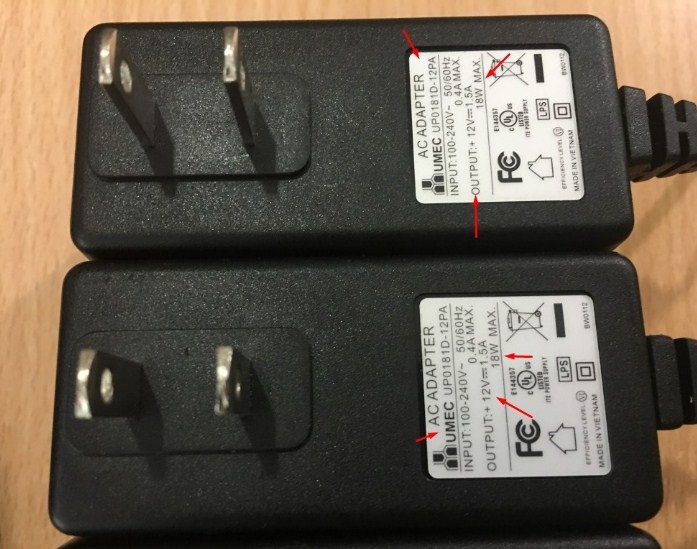 Adapter 12V 1.5A 18W Original UMEC UP0181D-12PA Connector Size 5.5mm x 2.5mm