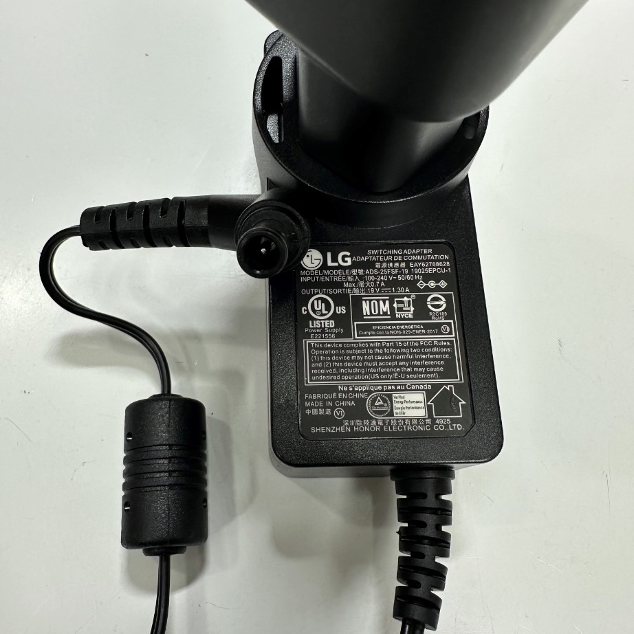 Adapter 19V 1.3A 24W LG ADS-25FSG-19 UK Plug Connector Tip Size 6.5mm x 4.4mm For LG Monitor Power Supply LG Odyssey Monitor; LG LCD LED TV Monitor
