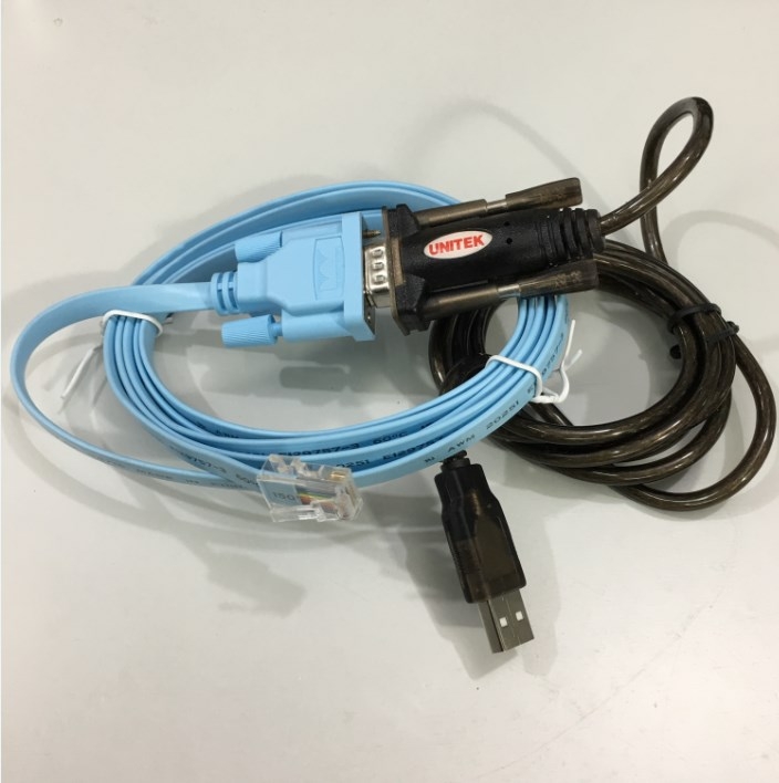 Bộ Combo Cáp Điều Khiển Cisco 72-3383-01 RS232 DB9 Female to RJ45 Và USB to RS232 UNITEK Y-105 For Console Management Router Cable Length 3.3M