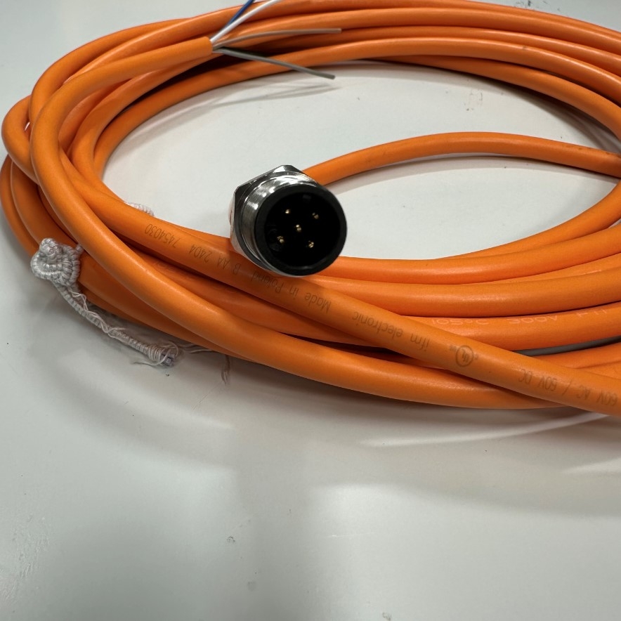 Cáp 5M 17ft IFM ELECTRONIC EVT344 Cable Connector M12 A-Code 5 Pin Male to 5 Core Open End 5x0.34mm² Orange OD 5.2mm For Sensor I/O Industrial Power Cable