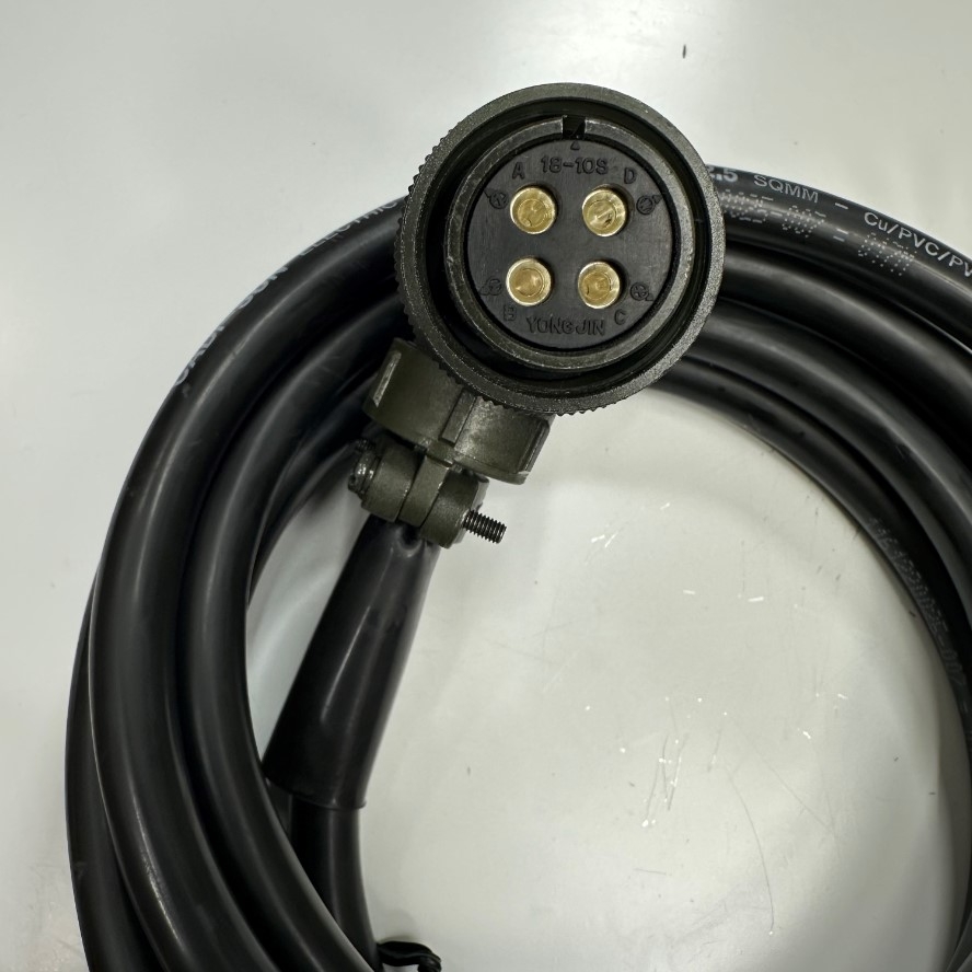 Cáp 5M 17ft OEM Thay Thế JZSP-CVMCA12-05-E Yaskawa SGMGV Series 1.3kW Đến 1.8kW Servo Motor Power Cable Connector YONGJIN 18-10S 4 Pin Female to 4 Core Open End