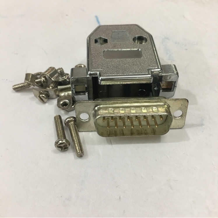 Đầu Jack Hàn D-Sub DB15 Male Metal Connector Gold Plated Shell Kit 2 Rows 15 Pin Serial Port For PLC/HMI/ Servo Driver Encoder Communication Cable