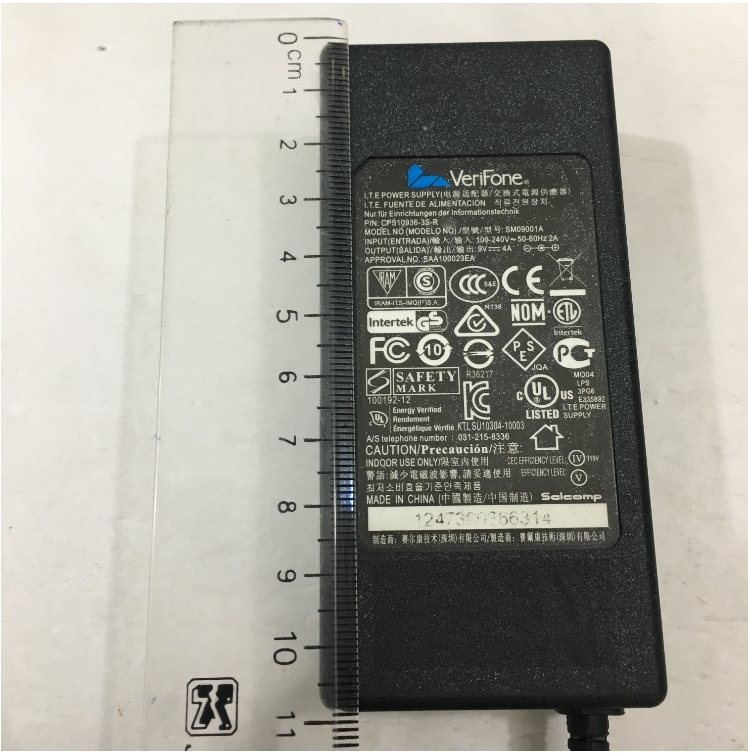 Bộ Chuyển Đổi Nguồn Adapter Original 9V 4A 36W VeriFone CPS10936-3S-R Connector Size 3.5mm x 1.35mm 90 Degree