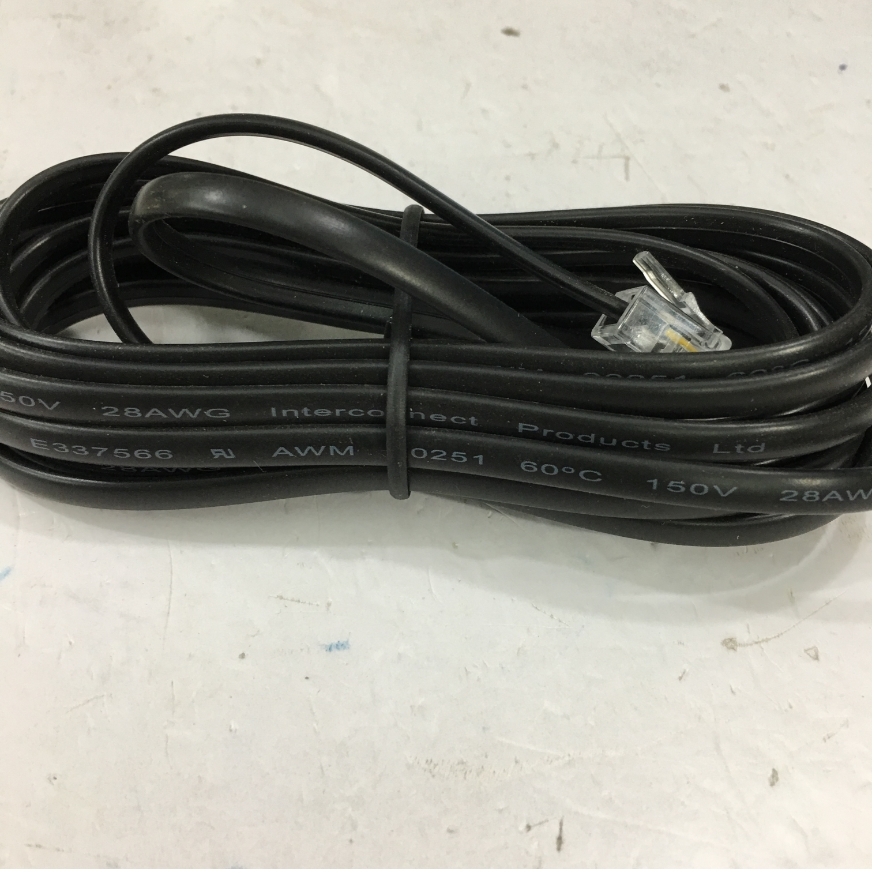 Dây Nhẩy Điện Thoại Bàn Ip Phone Cisco RJ11 6P4C to RJ11 6P4C 28 AWG 4 Wire Interconnect Telephone Crossover Cable Flat Black Length 3M