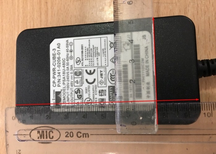 Adapter Original Điện Thoại CISCO IP Phones 48V 0.38A CP-PWR-CUBE-3 For 7960, 7960G, 7940, 7940G, 7912, 7912G, 7910G, 7905, 7905G, 7902, 7902G CP-7912G , CP-7960G , 7910G , CP-7914 Connector Size 5.5mm x 2.5mm