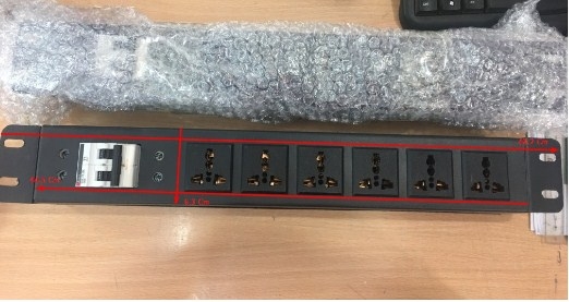 Thanh Phân Phối Nguồn 1U Rack 19 6 Ways Universal PDU MCB MITSUBISH 32A 250V For Rackmount Power Supply PC Industrial