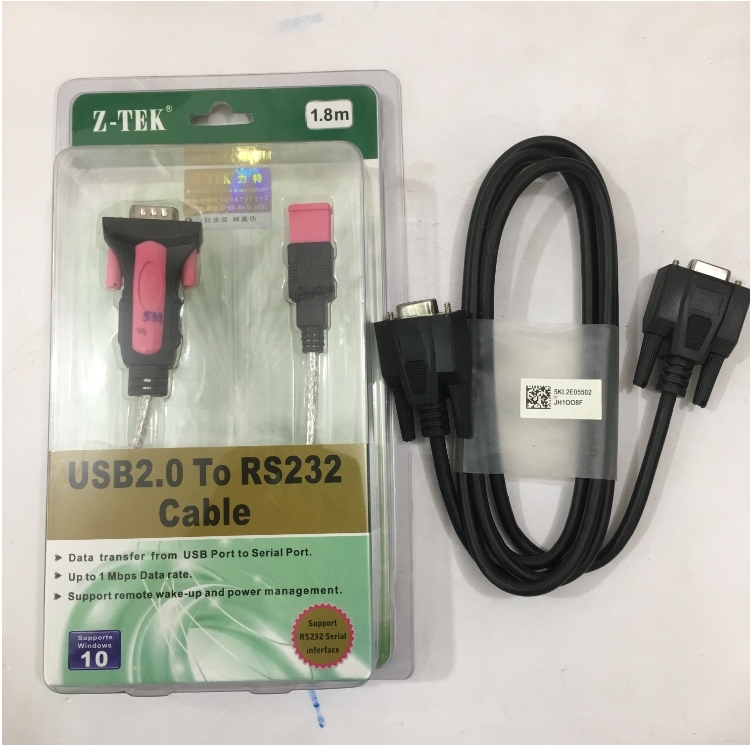 Bộ Cáp Chuyển Đổi USB 2.0 to Serial RS232C Z-TEK Và Cáp RS232C 6232-9F9F-03CR Null Modem With Full Handshaking DB9 Female to DB9 Female Cable PVC Black