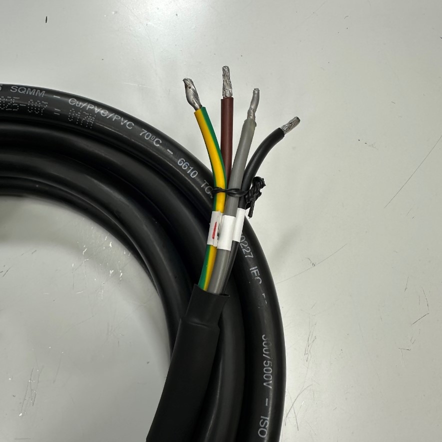 Cáp 15M 50ft OEM Thay Thế JZSP-CVMCA12-15-E Yaskawa SGMGV Series 1.3kW Đến 1.8kW Servo Motor Power Cable Connector YONGJIN 18-10S 4 Pin Female to 4 Core Open End
