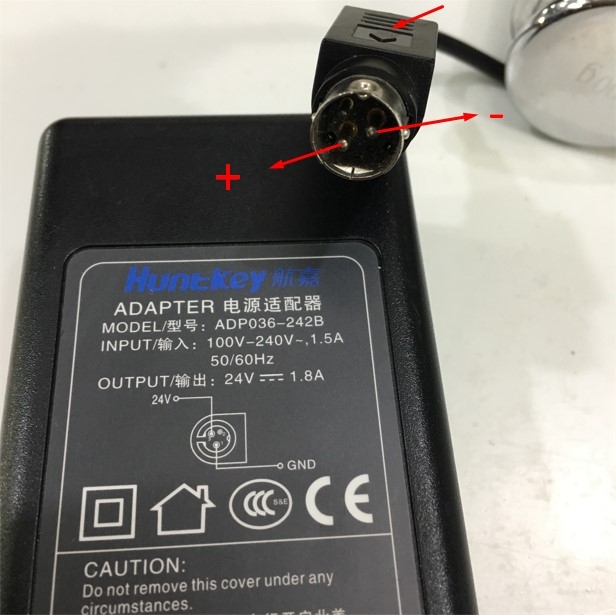 Adapter 24V 1.8A Original Huntkey ADP036-242B For Máy Thanh Toán Thẻ PAX P70-S / P78 / S78 POS Connector Size 3Pin 10mm Mini Din
