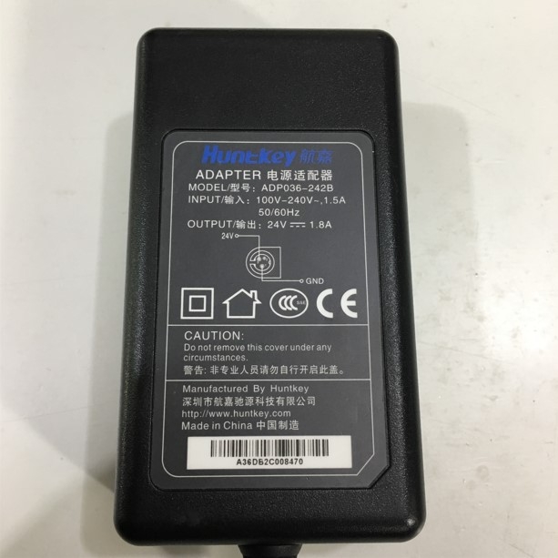 Adapter 24V 1.8A Original Huntkey ADP036-242B For Máy Thanh Toán Thẻ PAX P70-S / P78 / S78 POS Connector Size 3Pin 10mm Mini Din