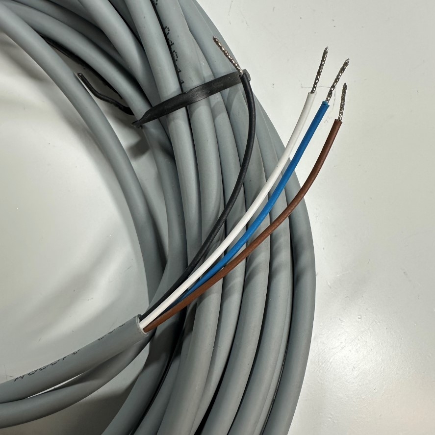 Cáp 10M 33ft ELCO CO8.4-10/P Cable Connector M8 A-Code 4 Pin Female to 4 Core Open End 24AWG 4x0.25mm² Gray OD 4.6mm For I/O Industrial Power Cable