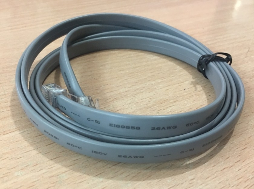 Cáp Điện Thoại Bàn Mỏng Dẹt Telephone Polycom Flat Cable RJ12 to RJ12 6P6C Grey Length 1.5M