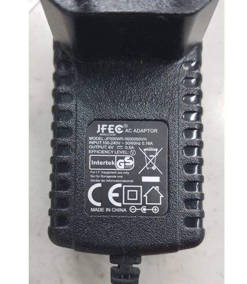 Adapter 6V 0.5A JFEC XJ6101 JF006WR-0600050HV Connector Size 5.5mm x 2.1mm For Cân Điện Tử CAS SWII Digital Balance