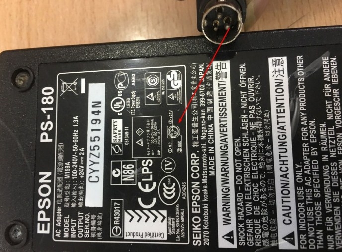 Adapter Original EPSON PS-180 M159A Printer Epson TM-U950 TM-T88III TM-T88IV 24V 2A Connector Size 3Pin 10mm Mini Din