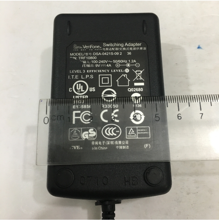 Bộ Chuyển Đổi Nguồn Adapter Original 9V 4A VeriFone DSA-0421S-09 3.5 x 1.35mm 90 Degree