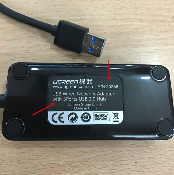 Bộ Chia Cổng Ugreen 20266 USB 3.0 Hub 3 Ports With 10/100Mbps Ethernet Network Adapter for Windows Vista,Mac,Linux