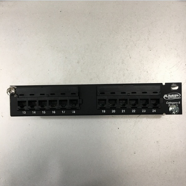 Bộ Combo WallPlate Chữ Nhật 12 Port AMP CAT6 Ethernet RJ45 Network LAN Lắp Âm Sàn Và Âm Tường 245 x 45 x 50mm Black