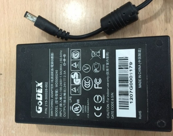 Adapter Original GODEX 215-300028-002, WDS060240 For Printer G500 G530 EZ1100 EZ1300 EZ-1300 24V 2.5A Connector Size 5.5mm x 2.5mm