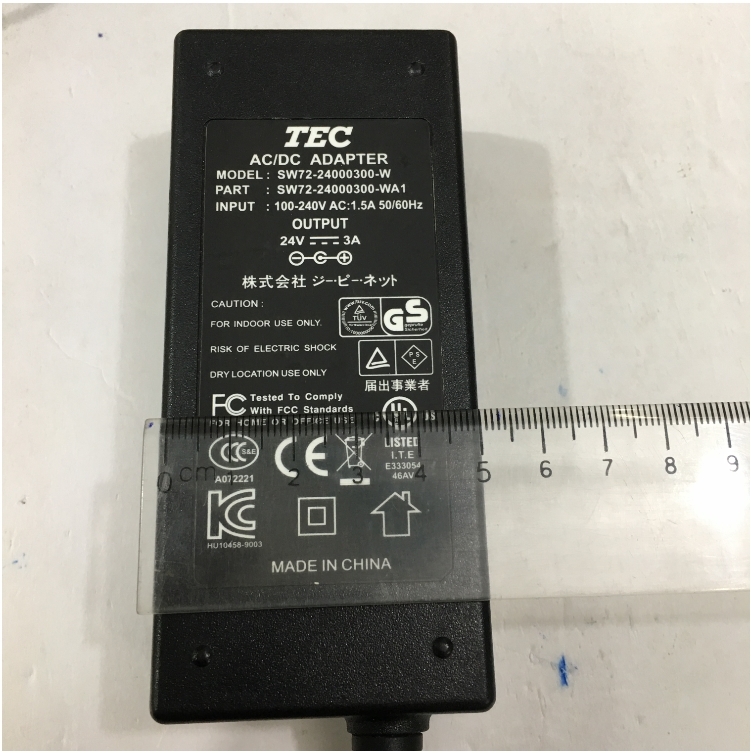Adapter Original 24V 3A 72W TEC SW72-24000300-W Connector Size 5.5mm x 2.1mm
