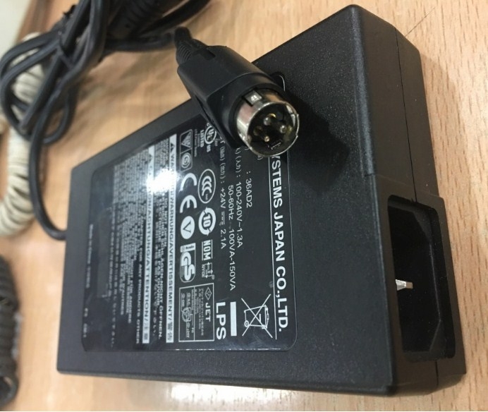 Adapter Máy In Mã Vạch Printer ARGOX 214/2140 BARKOD YAZICI 24V 2.1A Connector Size 3Pin 10mm Mini din