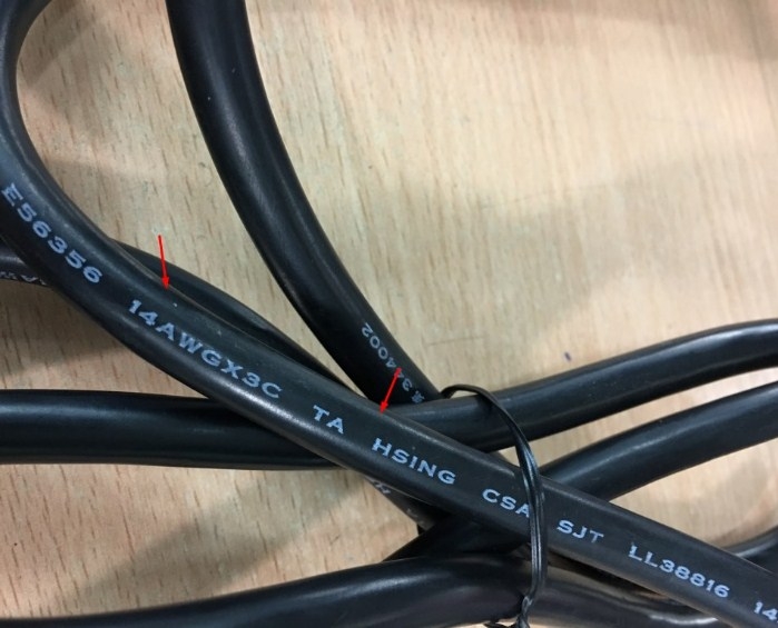 Dây Nguồn 3 Chân 2 Dẹt 1 Tròn Có Tiếp Địa TA HSING E-74893 TA-5 TA-3 AC Power Cord Japan JIS C 8303 IEC C13 14 AWG 15A 125V 3X2.08mm Dài 1.8M