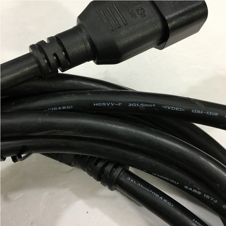 Dây Nguồn Máy Chủ VOLEX V1625BS VAC14LS AC Power Cord C13 to C14 10A 250V 3x1.5mm² 16AWG For UPS PDU APC ARES Eaton Emerson Và Server Rack Length 4M