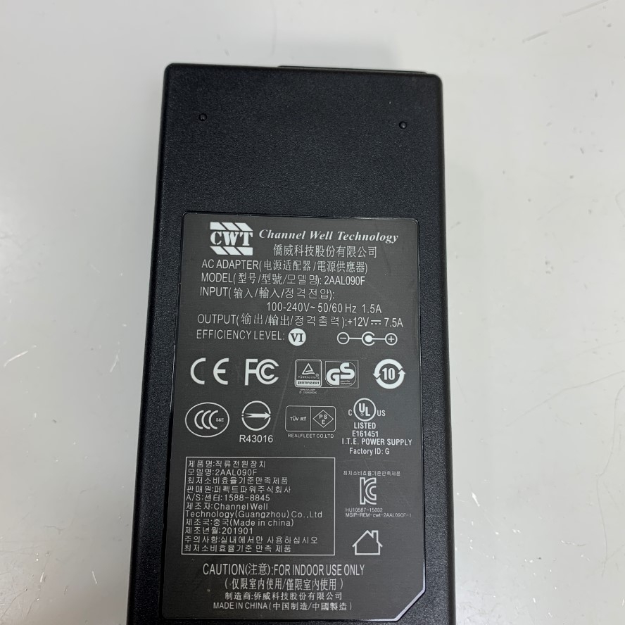 Adapter 12V 7.5A 90W CWT Channel Well OEM Thay Thế XP Power AEL80US12-XA0043A 5 Pin 12V 6.6A 80W Connector Tip Size 5 Pin DIN Male For Cửa máy quét an ninh toàn thân, Cổng dò kim loại
