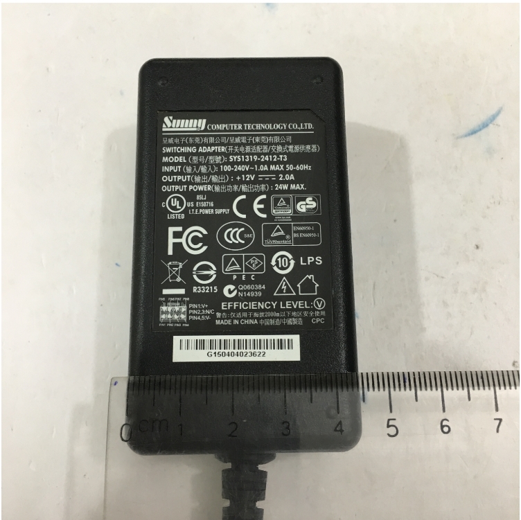 Bộ Chuyển Đổi Nguồn Adapter Original 12V 2A 24W SUNNY SYS1319-2412-T3 For Alcatel-Lucent I-240G-U FIBER OPTIC MODEM GATEWAY Connector Size Molex Micro-Fit 3.0 Dual Row 8 Circuits