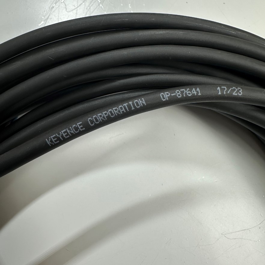 Cáp 10M 33ft Keyence OP-87641 Cable Connector Right Angled M12 4 Pin A-Code Female to 4 Core Open End 4x0.34mm² Black OD 5.0mm For Sensor I/O Industrial Power Cable