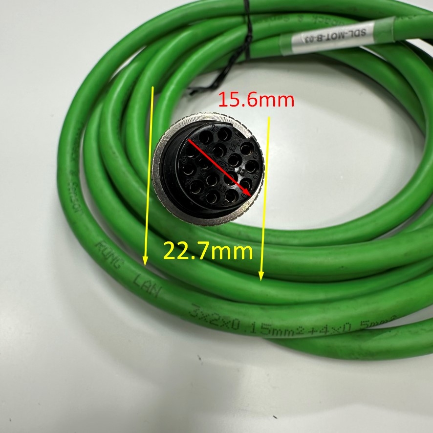 Cáp 3M 10ft SDL-MOT-B-03 Cable Connector SSW 15 Pin Female to 11 Core For Signal and Power Industrial I/O Cable BENDING RESISTANCE AND OIL 90℃ 300V 3x2x0.15mm²+4x0.5mm² OD 9.0mm