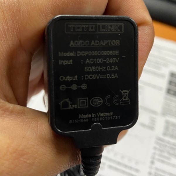 Adapter 9V 0.5A TOTOLINK DCP005C09050E Connector Size 5.5mm x 2.1mm For Switch TOTOLINK S505G Gigabit 10/100/1000Mbps