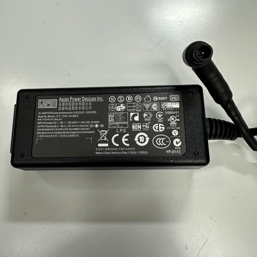 Adapter 12V 2.5A 30W APD Connector Tip Size 6.5mm x 4.4mm For Yokogawa AQ1200 AQ7280 AQ7284 AQ7282 AQ7283 OTDR Battery Charger Power Supply