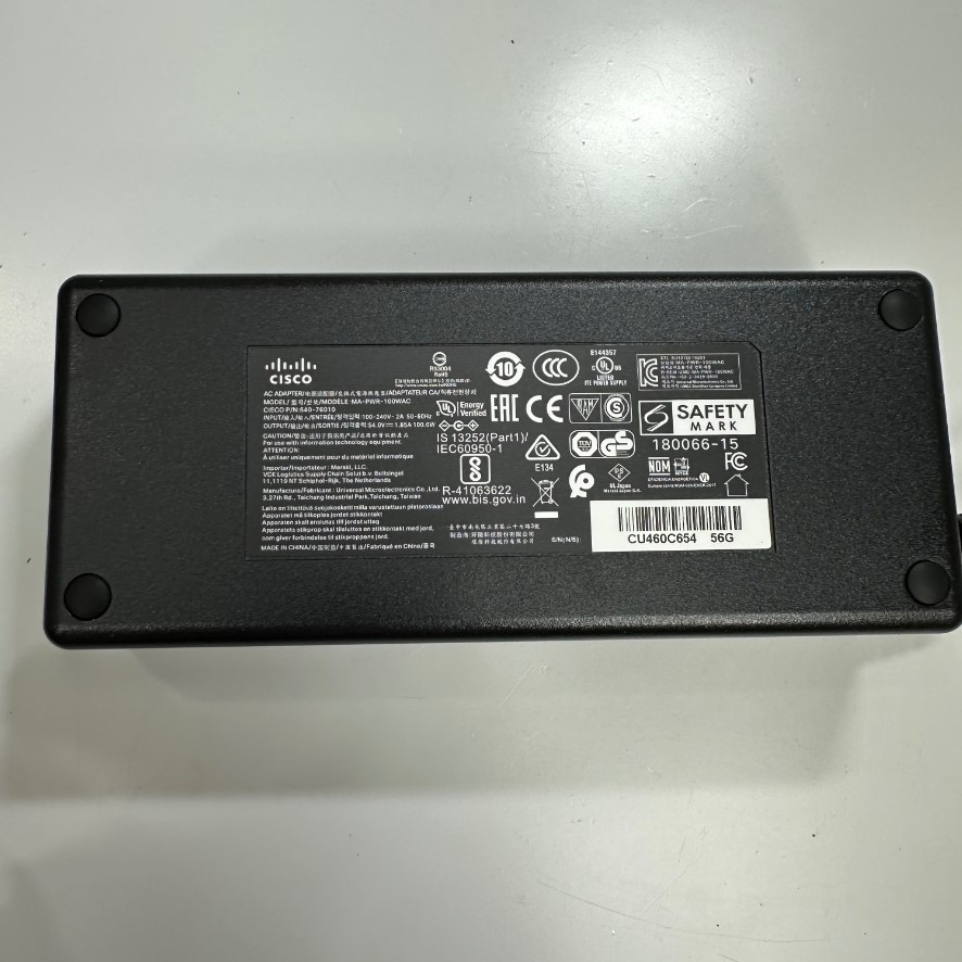 Adapter 54V 1.85A 100W Cisco IEC C14 Plug Connector Tip Size Molex 4 Pin Pitch 3.0mm For Switch HPE Aruba PoE+ DoE J9774A J9780A J9982A Power Supply