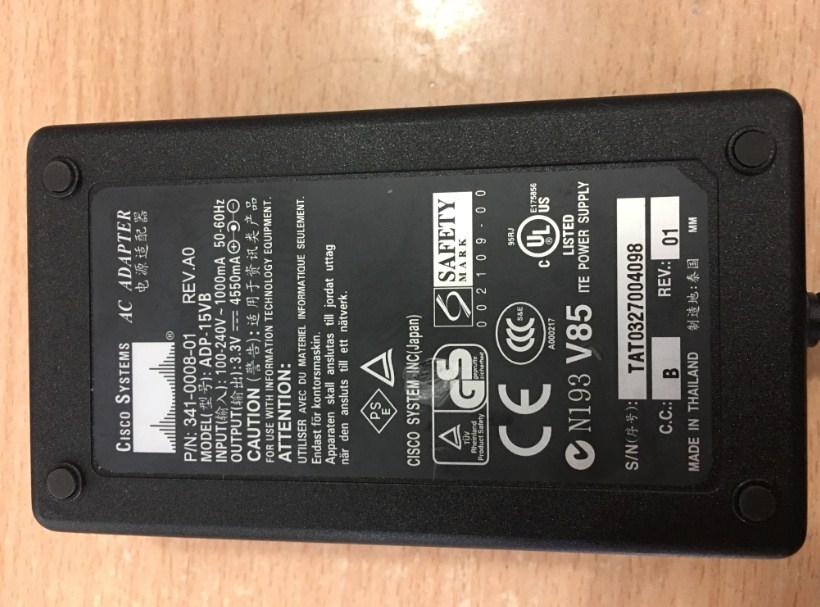 Adapter 3.3V 4550mA 15W Cisco ADP-15VB 341-0008-01 For Linksys WRT54GC Connector Size 3.5mm x 1.35mm