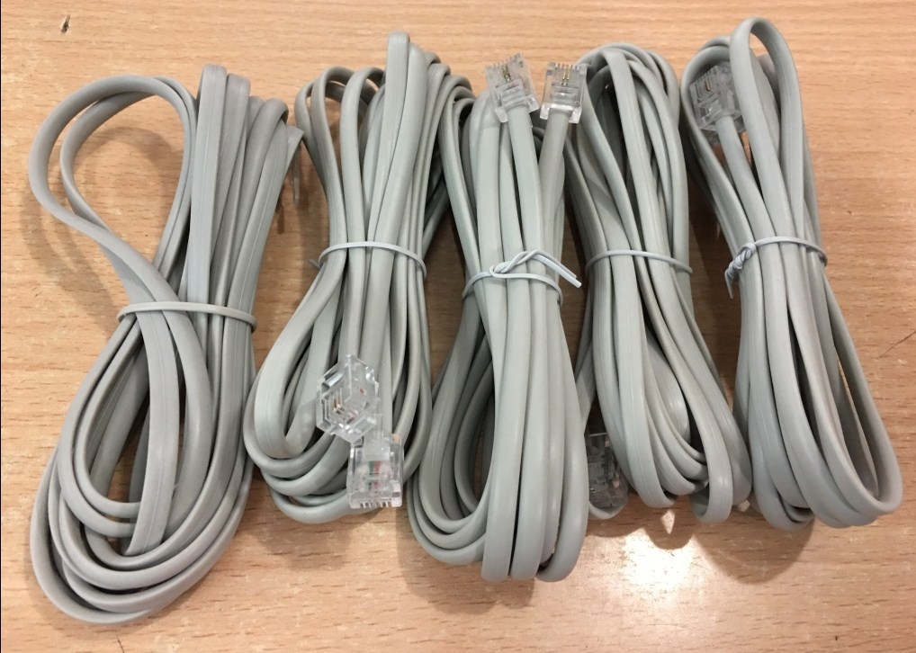Dây Nhẩy Điện Thoại Bàn Panasonic RJ11 2 Wire Flat Cross Pinned Telephone Line Patch Cord Cable Length 1M